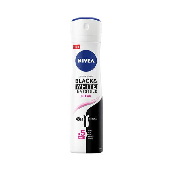 Nivea Invisible Clear Deodorant Spray: Anti-Stain Formula for Black & White Clothes, Long-Lasting Odor Protection - 5.07 fl oz Nivea Invisible Deodorant: Anti-Stain Protection, Clear Formula Nivea deodorant, invisible deodorant, deodorant for black clothes, deodorant for white clothes, anti-stain deodorant, deodorant spray, 150ml deodorant, clear deodorant, odor protection, sweat protection, stain prevention, deodorant, body care, personal care, anti-white marks, anti-yellow stains, long-lasting, fresh, con