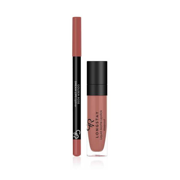 Golden Rose Matte Lipkit Warm Nude - Long Lasting, Kissproof Lip Color with Lipliner - Lip Liner