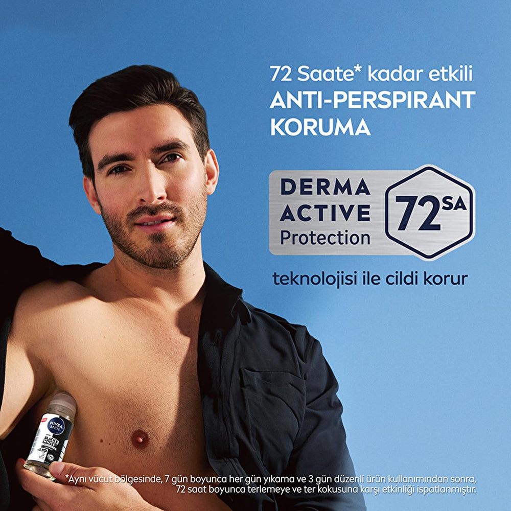 Nivea Men Deodorant - Nivea Men Erkek Roll-on Deodorant Black & White Invisible Original 50 ml - Long Lasting - view 3
