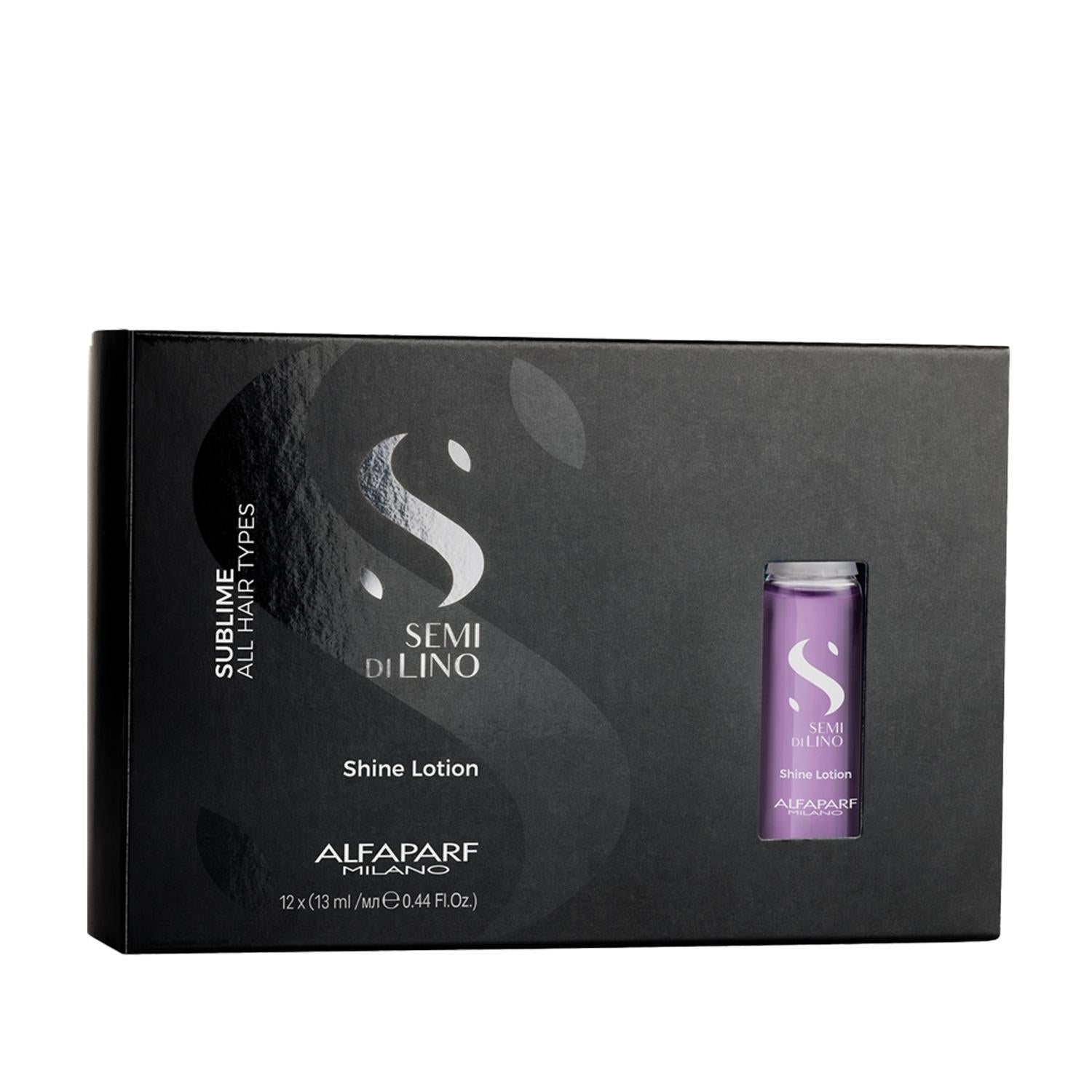 Alfaparf Semi Di Lino Sublime Shine Lotion 12x13ml - Professional Hair Care for Nourishment & Shine Alfaparf Semi Di Lino Sublime Shine Lotion - Nourish & Shine Alfaparf Semi Di Lino Sublime Shine Lotion, Hair care lotion, Travel-sized hair care, Sample hair care products, Professional hair care products, Hair nourishment, Shine enhancement, Salon-grade hair care, Alfaparf hair products, Semi Di Lino collection, Hair care for dry hair, Hydrating hair products, Hair shine products