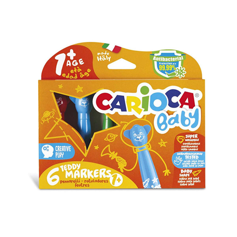 Carioca Washable Marker Pens for Children - Non-Toxic, Ergonomic Design, Super Washable Markers for Kids Aged 1+ - Baby Care