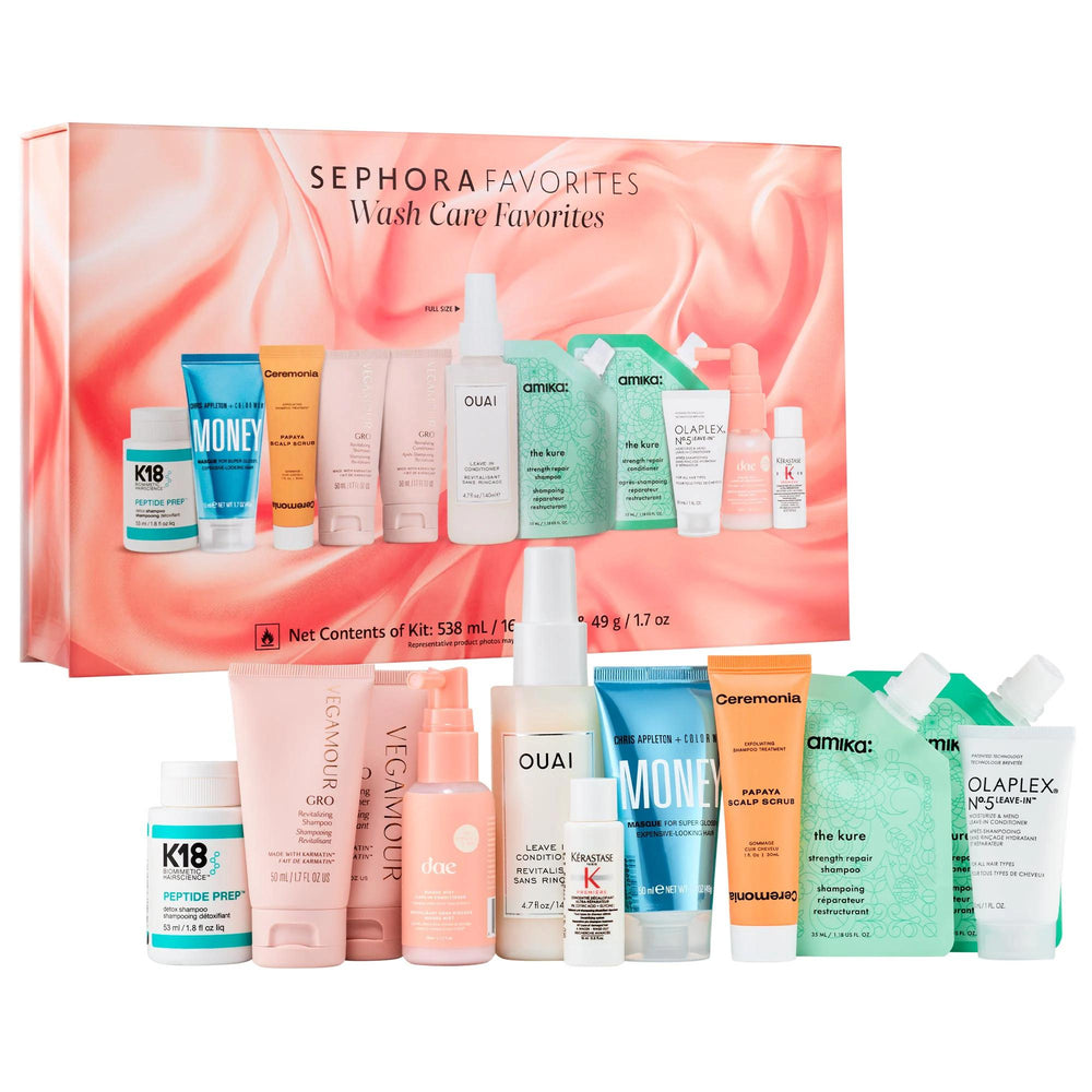 OAUI Wash Care Favorites 11-Piece Hair Care Kit with Leave-In Conditioner, Shampoo & Conditioner Set OAUI 11-Piece Hair Care Kit - Leave-In Conditioner & More hair care kit, leave-in conditioner, shampoo and conditioner set, multi-brand hair care products, comprehensive hair care routine, OAUI, amika, K18 Biomimetic Hairscience, dae, hair care, hair products, beauty products, gift sets, hair care essentials