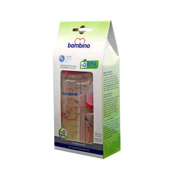 Bambino Glass Baby Bottle Set - Red Elephant Design, Slow Flow, 125ml & 225ml - Baby Care