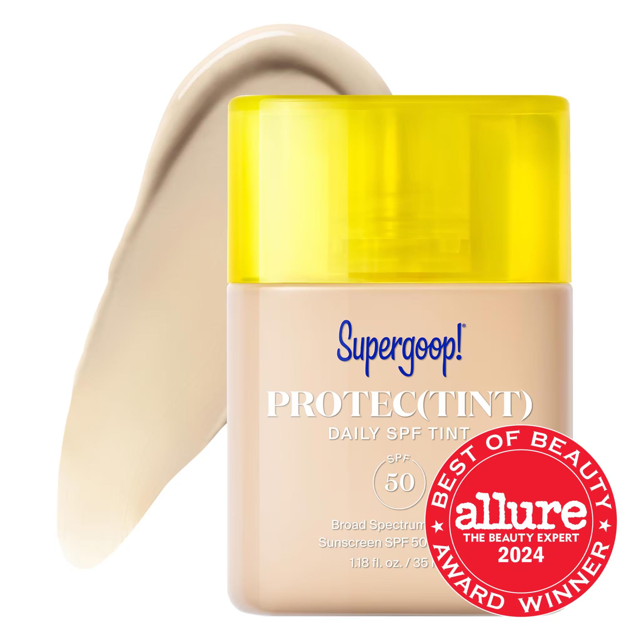 Protec Daily SPF Tint SPF 50 Sunscreen Skin Tint - Lightweight Tinted Sunscreen with Ectoin & SPF 50 Protection Protec Daily SPF Tint - Tinted Sunscreen with SPF 50 & Ectoin tinted sunscreen, SPF 50, daily sun protection, lightweight coverage, natural finish sunscreen, blue light protection, skincare benefits, makeup with SPF, sun protection for face, cosmetic tint, broad-spectrum protection, hyaluronic acid, ectoin, zinc oxide, liquid formulation, cruelty-free, paraben-free, formaldehyde-free, Allure Best 