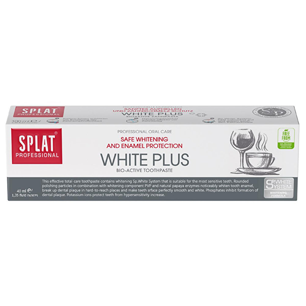 Splat Profesyonel White Plus Toothpaste 40ml - Professional Teeth Whitening, Anti-Plaque, and Fluoride - Toothpaste