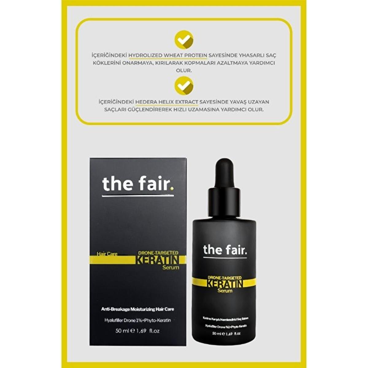 the fair. Drone-Targeted Hair Keratin Serum for Nourished &amp; Strengthened Hair - 50 ml the fair. Drone-Targeted Hair Keratin Serum - Nourish &amp; Strengthen Hair Hair Keratin Serum, Vegan Hair Care, Reduce Hair Loss, Drone Technology Hair Serum, Keratin Hair Treatment, Hair Nourishment, Hair Strengthening, Vegan Keratin, Hyalufiller Drone Technology, Hair Growth, Hair Health, Natural Hair Care, Phyto-Keratin, Biotin, Vitamins, Hair Care for All Types