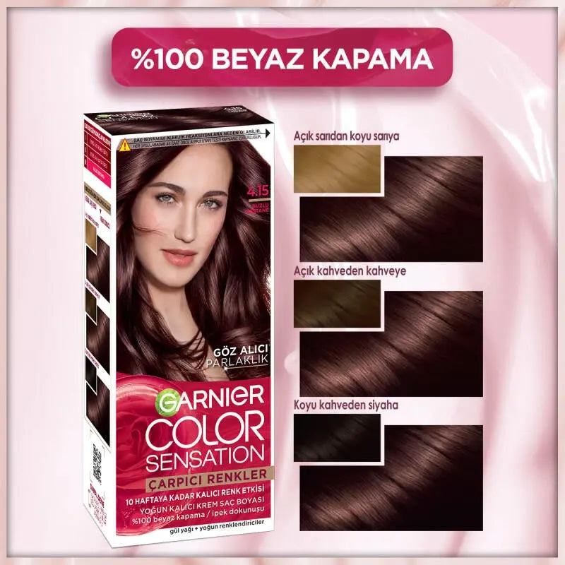 Garnier Color Sensation Permanent Hair Dye 4.15 Icy Chestnut