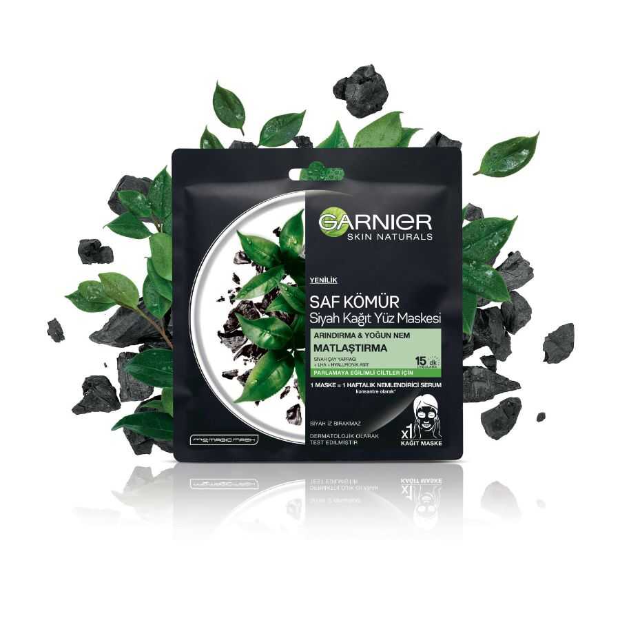 Garnier Charcoal &amp; Black Tea Sheet Mask for Purifying Skin 1 Sheet
