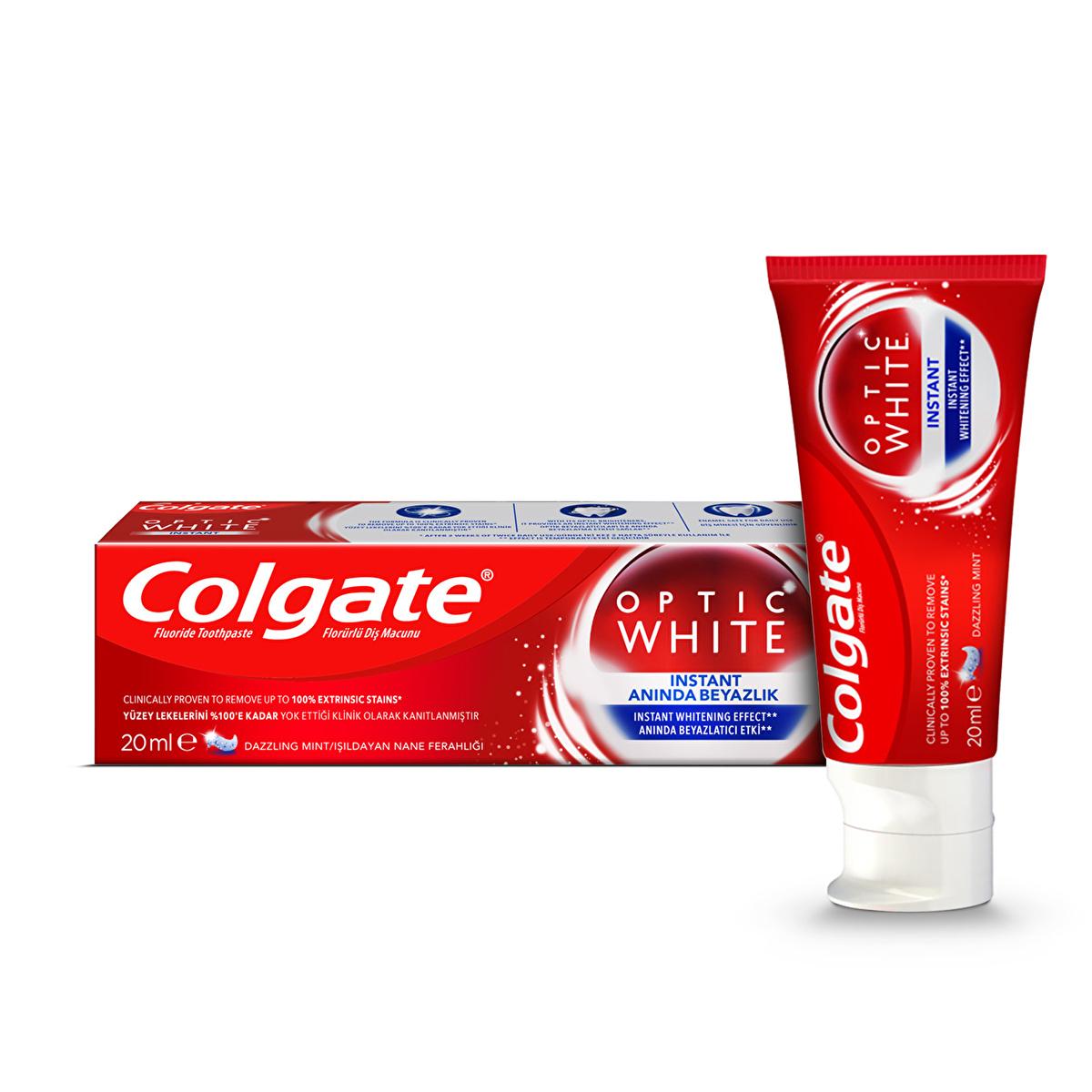 Colgate Optic White Whitening Toothpaste - Instant Whitening Effect, Enamel Safe, 0.68 fl oz Colgate Optic White Whitening Toothpaste - Instant Whitening whitening toothpaste, Colgate Optic White, instant whitening, enamel safe, surface stain removal, oral care, teeth whitening, mint flavor, compact size, travel size, cosmetic, oral hygiene, smile enhancement