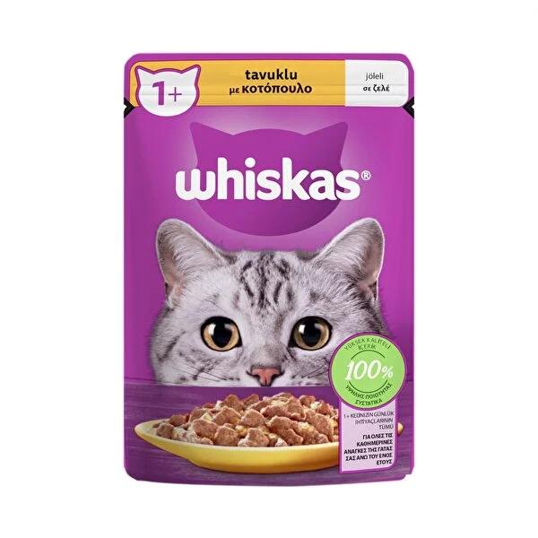 Whiskas Chicken Wet Cat Food: 100% Complete Nutrition for Healthy Skin & Coat - Adult Cat Food Pouch (85g) Whiskas Chicken Wet Cat Food: Healthy Skin & Coat. 100% Nutrition wet cat food, chicken cat food, adult cat food, healthy cat food, Whiskas cat food, cat food pouch, cat food 85g, cat food for healthy skin, balanced cat nutrition, tavuklu kedi maması, cat food, chicken flavor, single serving, convenient, healthy coat, urinary health, balanced minerals, zinc, sunflower oil, pre-portioned, palatable, cat