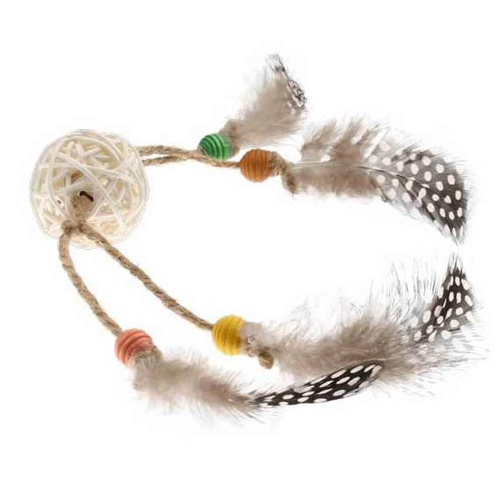 Gigwi Wooden Ball and Brown Feather Cat Toy 24 cm