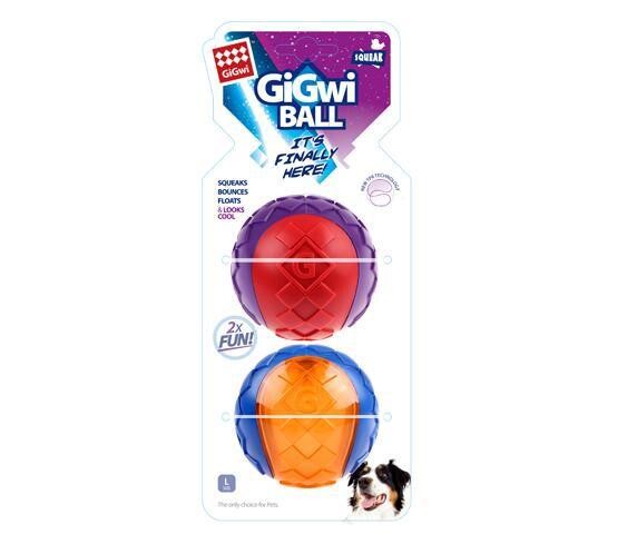 Gigwi Ball Squeaky Durable Tennis Ball Dog Toy 2-Pack Large
