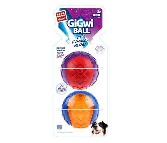 Gigwi Ball Squeaky Durable Tennis Ball Dog Toy 2-Pack Large