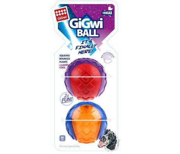 Gigwi Ball Squeaky Durable Dog Toy Medium 2-Pack