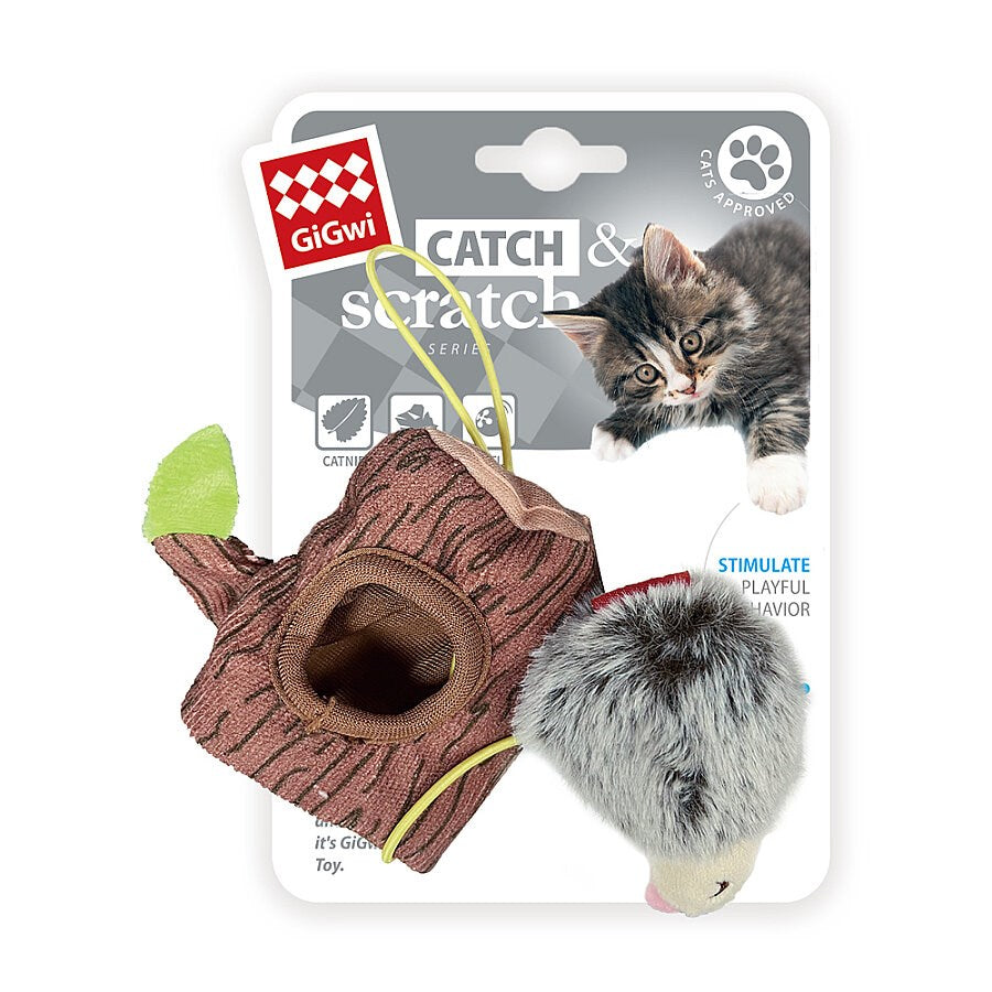 Gigwi Catch & Scratch Hedgehog Log Catnip Toy 10cm