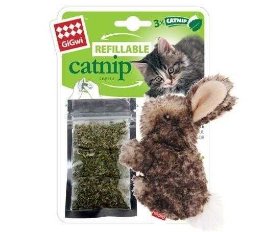 Gigwi Catnip Refillable Plush Rabbit Cat Toy 10 cm