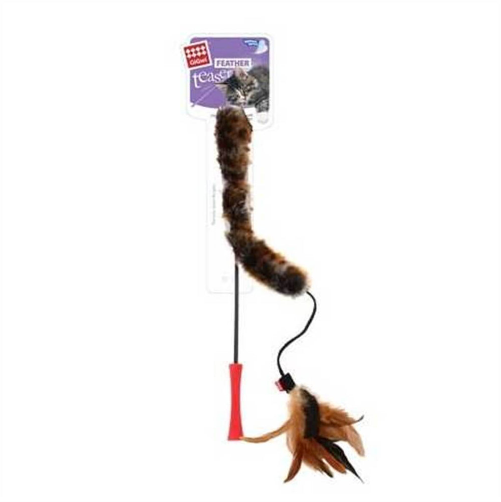 Gigwi Feather Teaser Cat Wand Toy with Natural Feathers