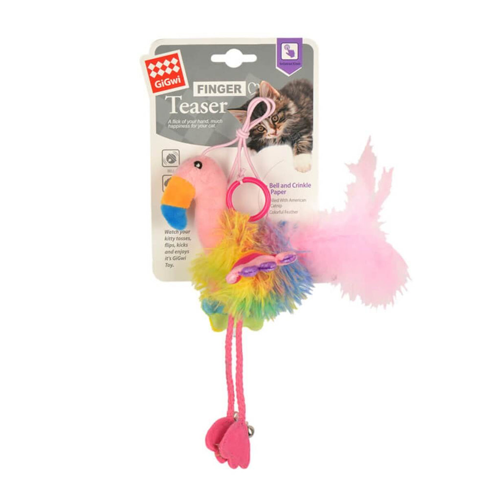 Gigwi Flamingo Finger Teaser Wand Interactive Cat Toy