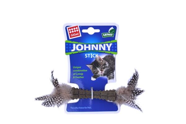 Gigwi Johnny Stick Catnip Natural Green Feather Toy