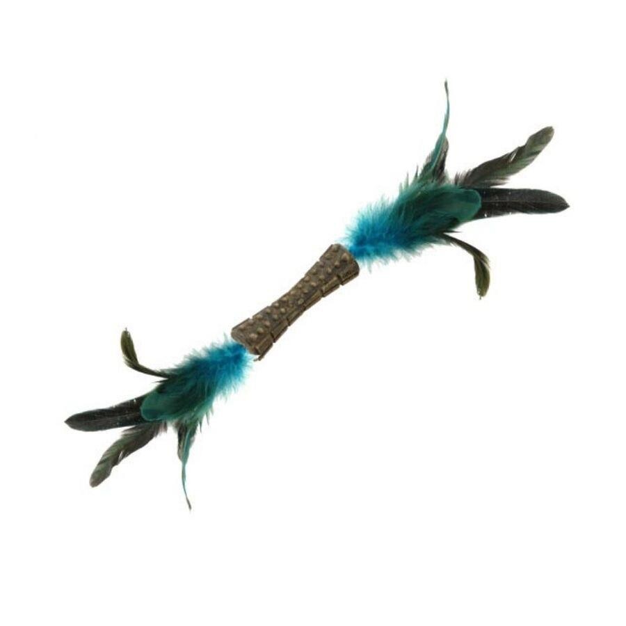 Gigwi Johnny Stick Catnip Cat Toy with Natural Green Feathers