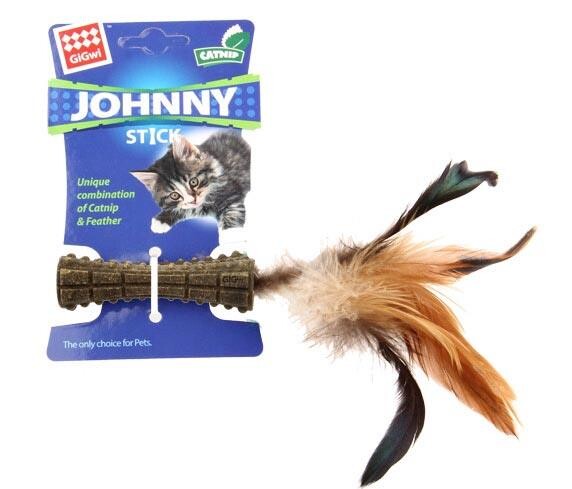 Gigwi Johnny Stick Natural Catnip & Feather Toy 8cm