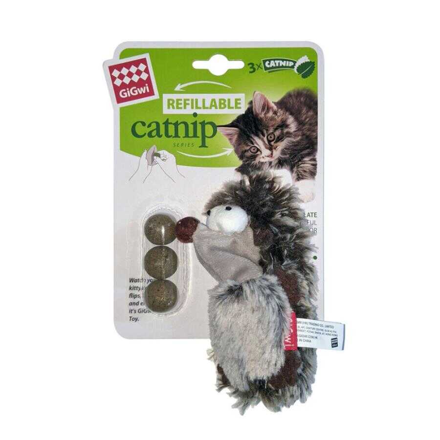 Gigwi Hedgehog Cat Toy & 3 Catnip Balls Set