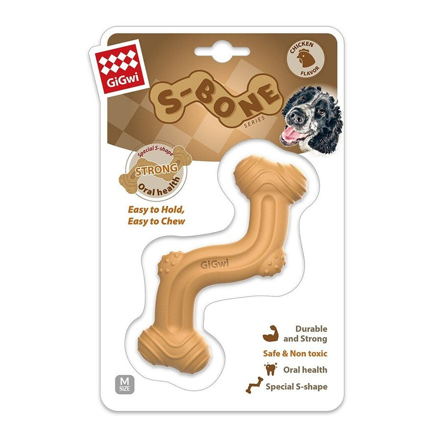 Gigwi Bone Shaped Fetch Dog Toy Chicken Scented Medium