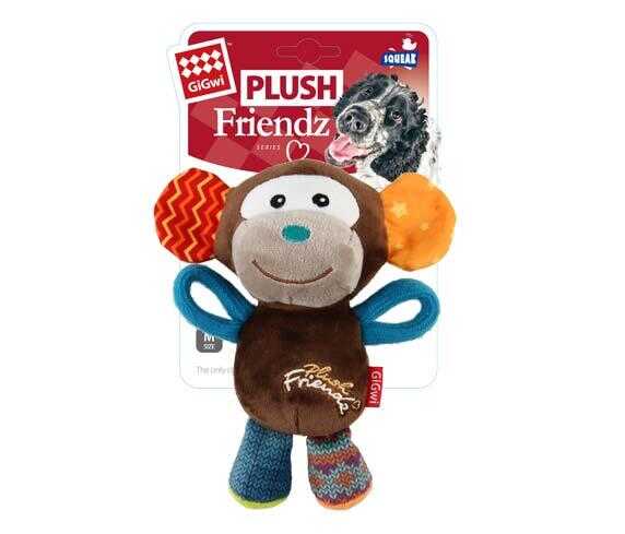 Gigwi Plush Friendz Squeaky Monkey Dog Toy for Play & Comfort