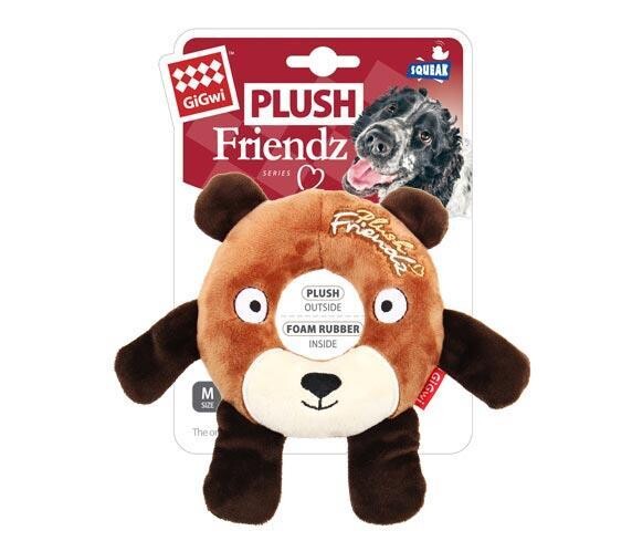 Gigwi Plush Bear Squeaky Ring Dog Toy 19x15 cm