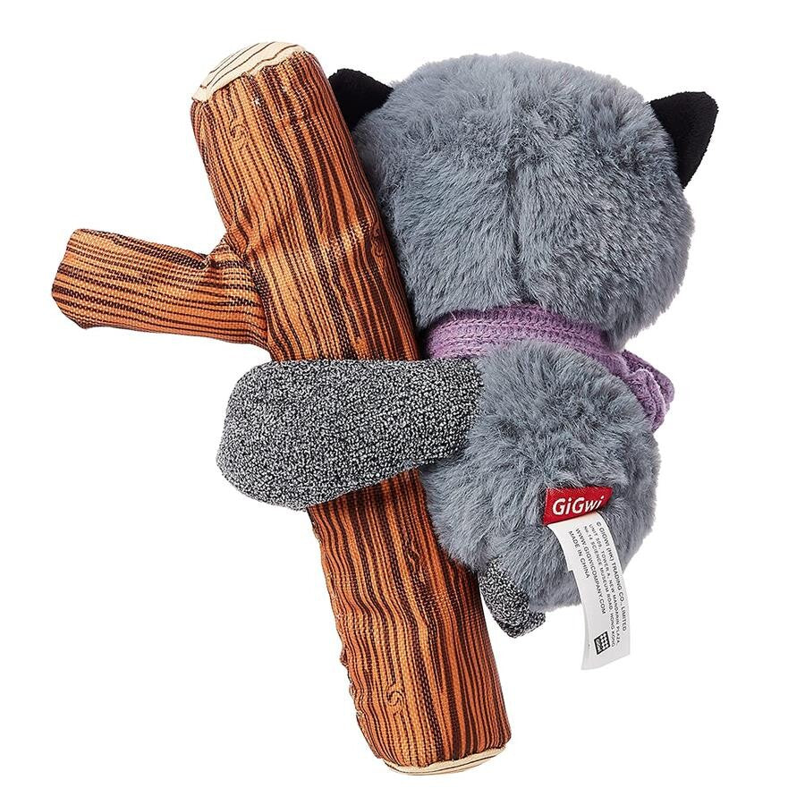 Gigwi Squeaky Raccoon Plush Dog Toy with Rope 1 Count