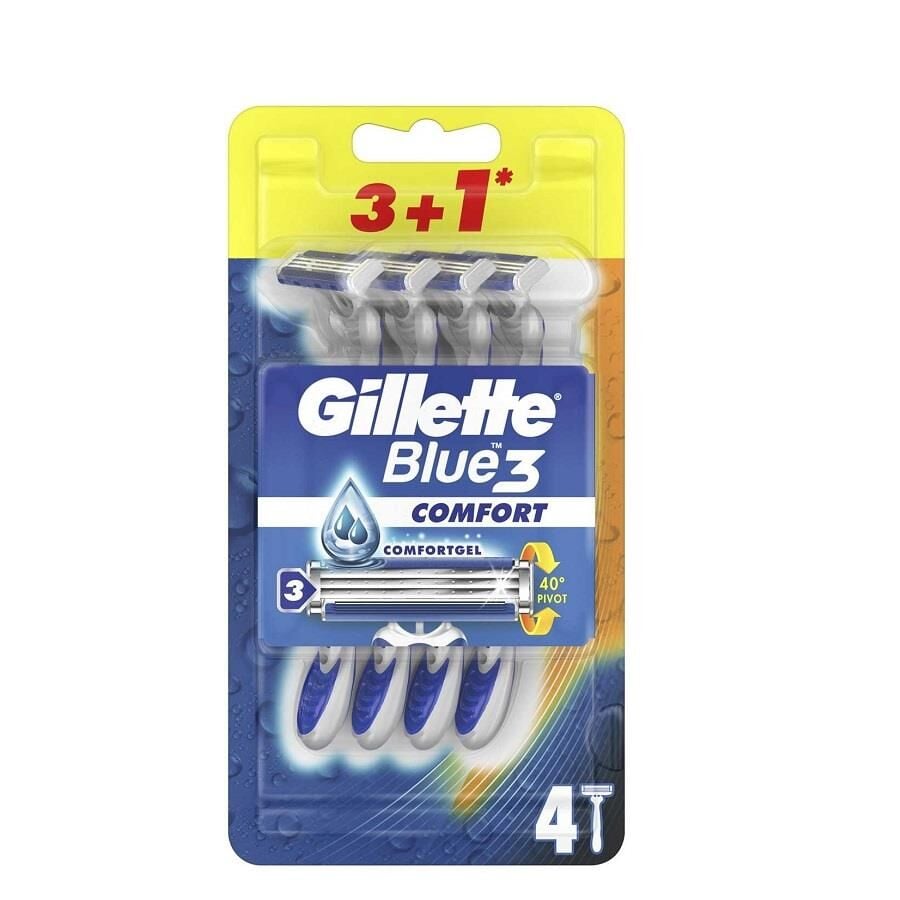 Gillette Blue3 Comfort Disposable Razors for Smooth Shave 4 Pack