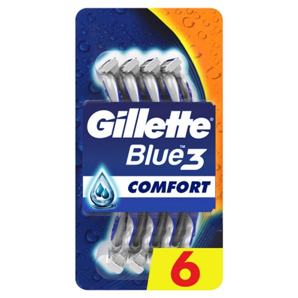 Gillette Blue3 Comfort Disposable Razors for Smooth Shave 6 Count