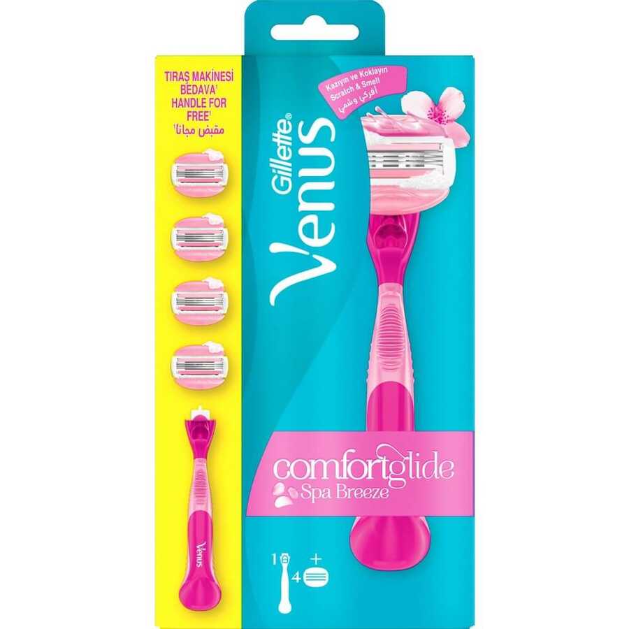 Gillette Venus Comfortglide Spa Breeze Razor and 4 Refill Blades