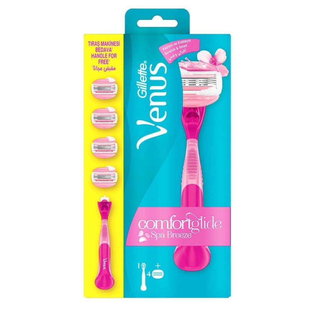 Gillette Venus Comfortglide Spa Breeze Razor and 4 Refill Blades