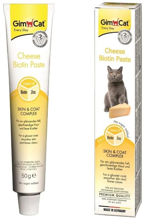 GimCat Cheese Biotin Paste for Healthy Coat Support 50g