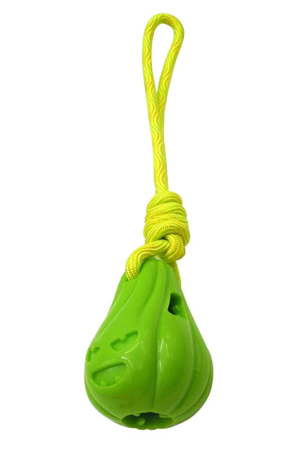 Gimdog Pumpkin Tug Dog Chew Toy with Cotton Rope Green 10x5cm
