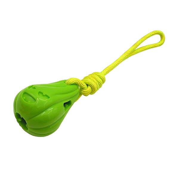 Gimdog Pumpkin Tug Dog Chew Toy with Cotton Rope Green 10x5cm