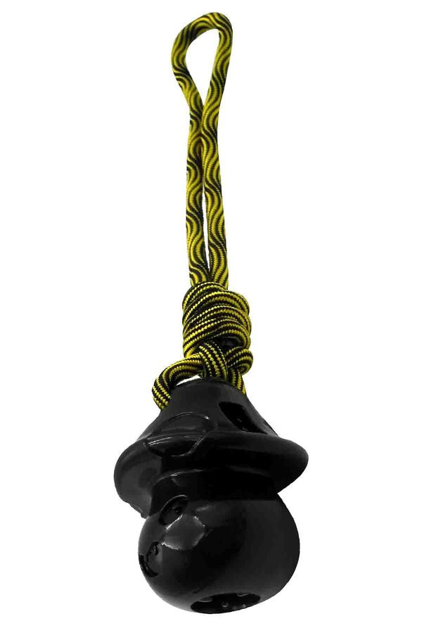 Gimdog Mushroom Tug & Chew Dog Toy with Cotton Rope Black 10x5cm