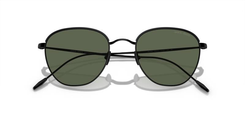 Giorgio Armani Round Metal Sunglasses with Green Lenses 51mm