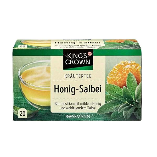 King's Crown Herbal Tea with Honey & Sage - Soothing, Natural Beverage for Relaxation - 20x2 gr Servings King's Crown Herbal Tea - Soothing & Natural Herbal tea, Sage tea, Honey flavored tea, Natural beverages, Relaxing drinks, Calming tea, Soothing beverages, Caffeine-free tea, Eco-friendly packaging, Herbal infusion, Wellness tea, Tea for relaxation, Stress relief tea