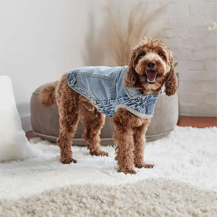 GF Pet 90s Denim Dog Jacket Retro Sherpa Lined Coat