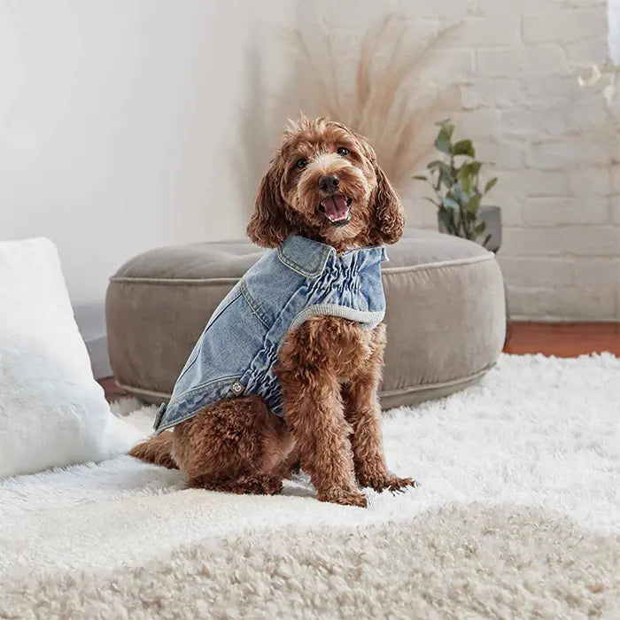 GF Pet 90s Denim Dog Jacket Retro Sherpa Lined Coat