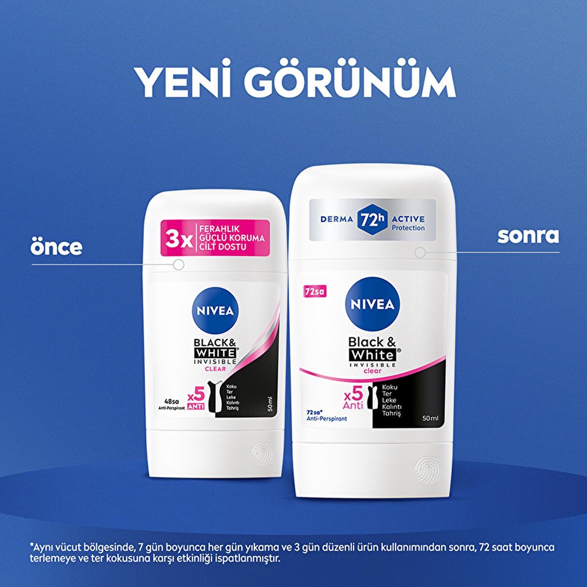 Nivea Black & White Clear Stick Deodorant 50 ml, Nivea deodorant for women with anti-perspirant features Nivea Black & White Clear Stick Deodorant - 72 Hour Anti-Perspirant Protection for Women | 50 ml Nivea Black & White Clear Stick Deodorant for Women nivea, stick-deodorant, anti-perspirant, women-deodorant, black-and-white, odor-fighting, body-care, long-lasting, personal-care, ai-generated