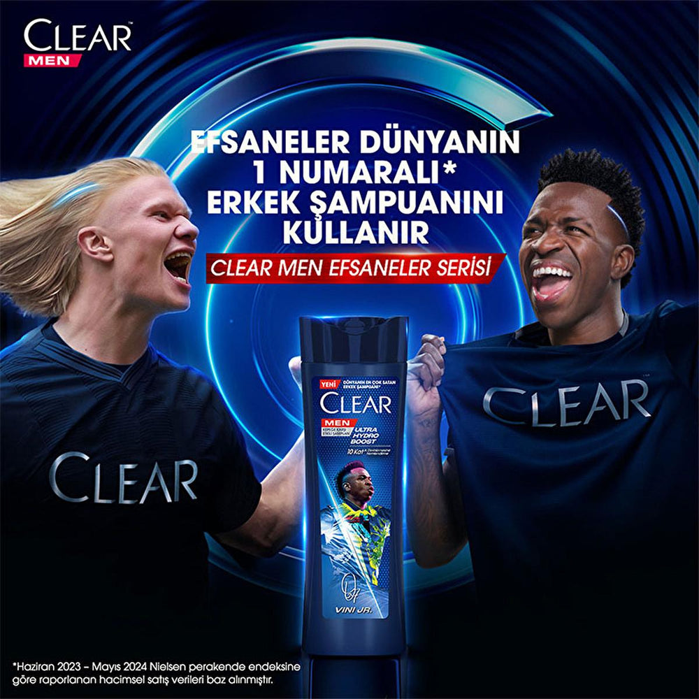 Clear Men Vin’cius Jœnior Anti-Dandruff Shampoo: Ultra Hydro Boost for Men - 10x Deeply Moisturizing, Eucalyptus & Cedarwood, Fight Dry Scalp & Flakes - image 8