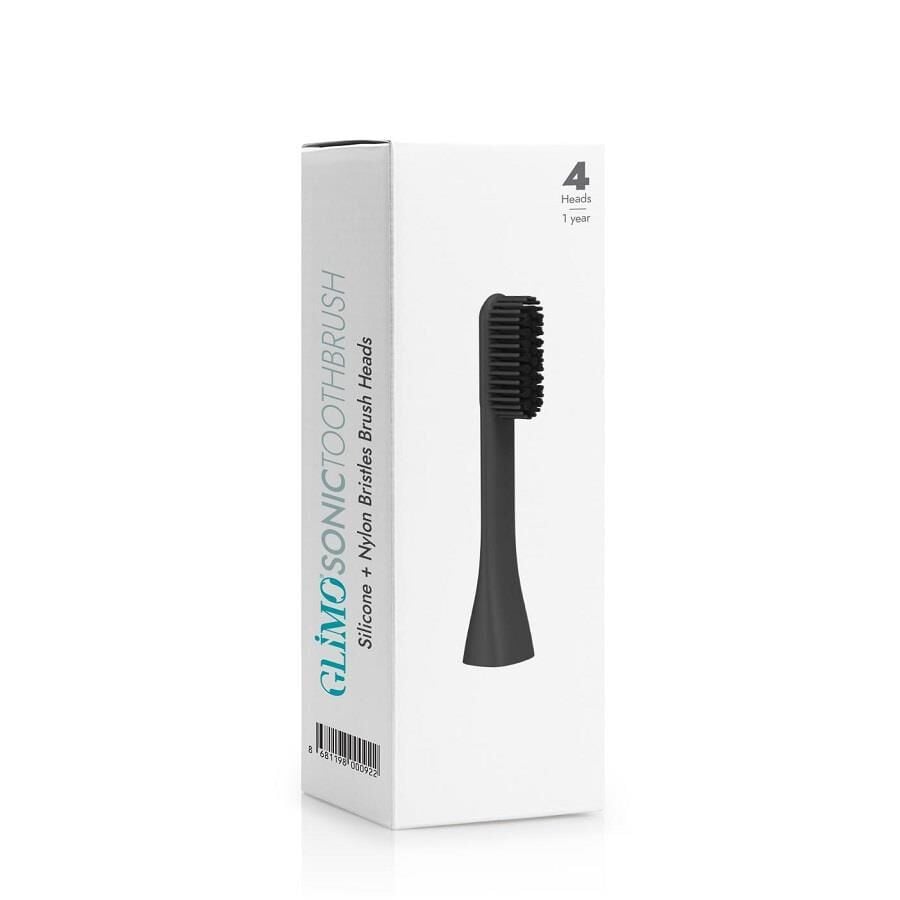 Glimo Sonic Ahead Black Replacement Toothbrush Heads 4 Count