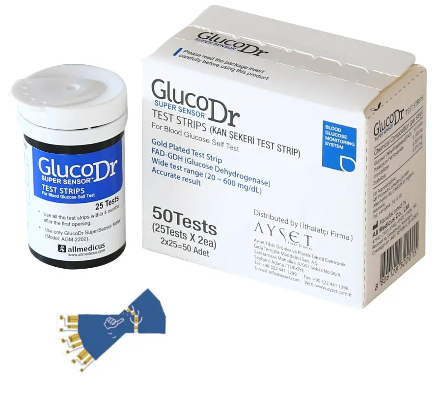 GlucoDr Super Sensor Blood Glucose Test Strips 50 Count