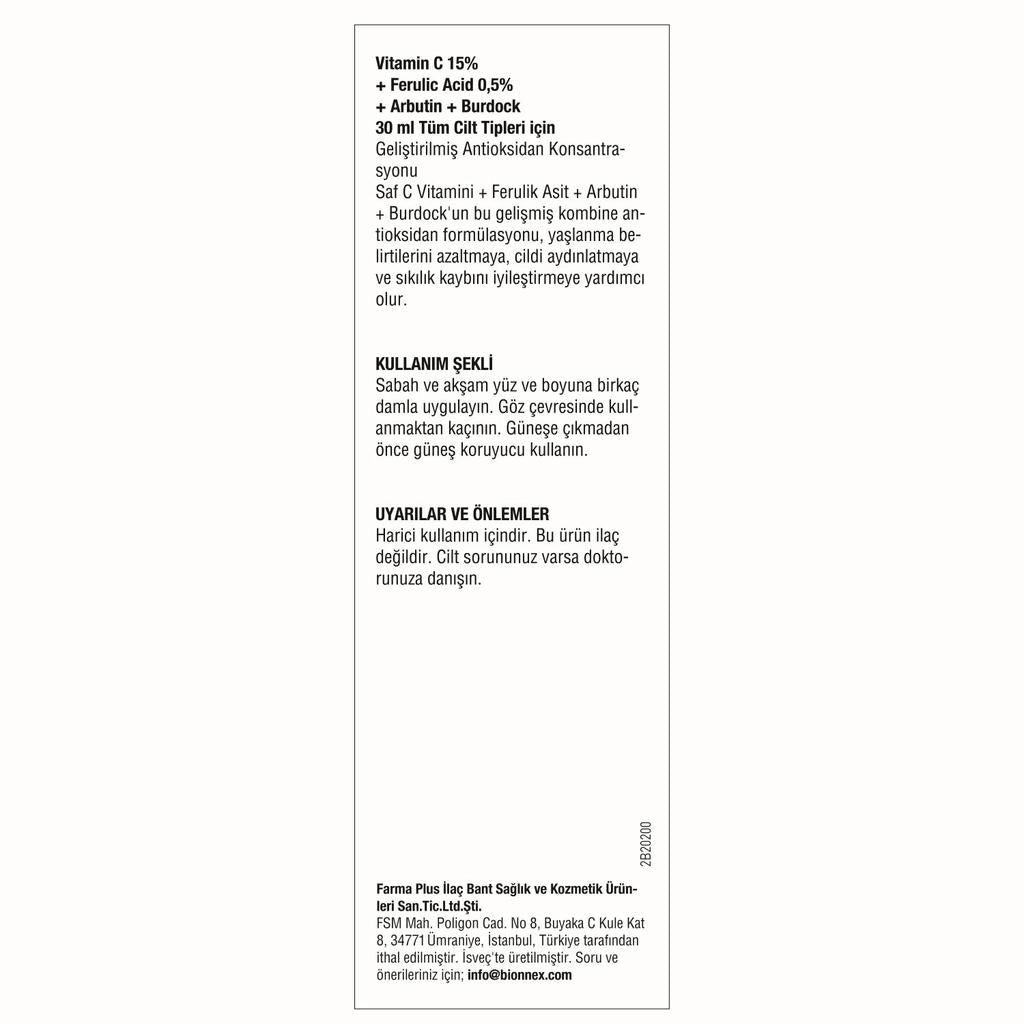 Bionnex Nordea Vitamin C 15% &amp; Ferulic Acid Brightening Serum 30 ml
