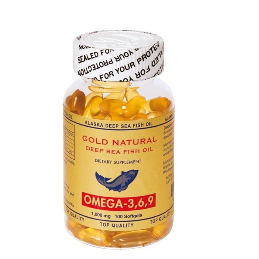 Gold Natural Omega 3-6-9 Softgel Dietary Supplement 100 Capsules