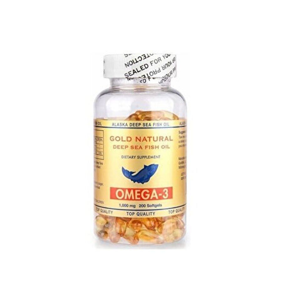Gold Natural Omega 3 Softgel Dietary Supplement 200 Capsules