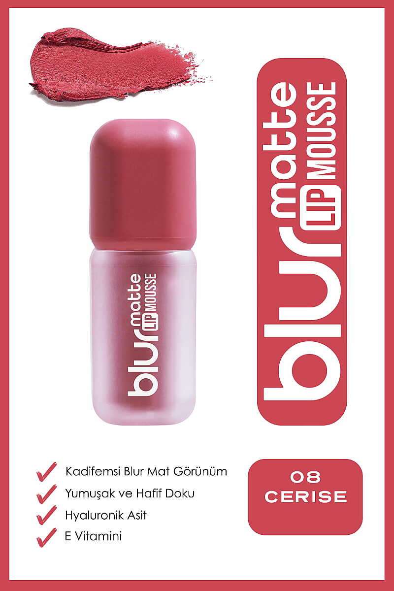 Golden Rose Blur Matte Lip Mousse 08 Cerise - Velvety Matte Liquid Lipstick